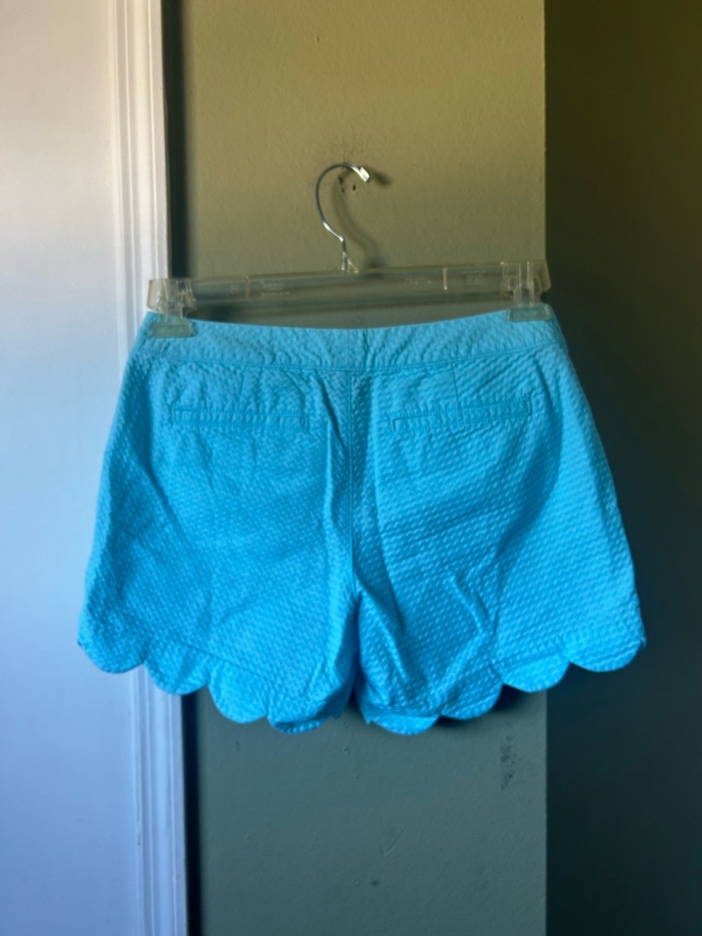 Lilly Pulitzer The Buttercup Aqua Scallop Hem Shorts Sz 0 - Picture 4 of 7